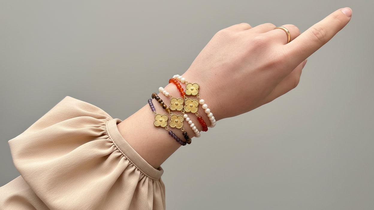 Kleeblatt-Charm-Armbänder