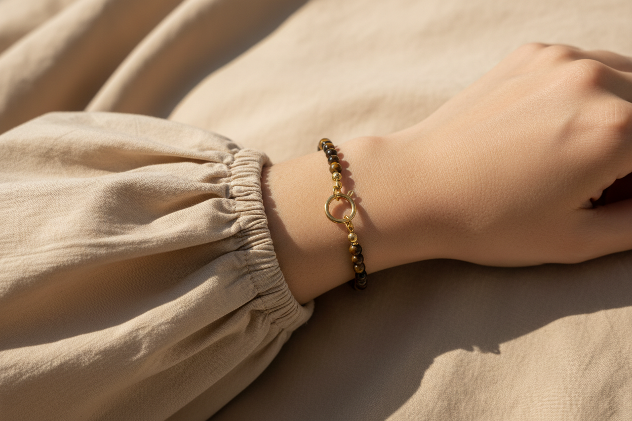 Tigerauge-Armband mit Verschluss