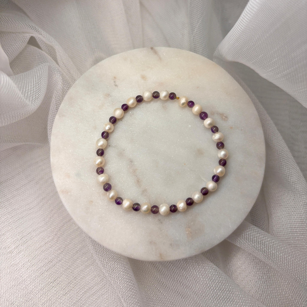 Armand aus Edelsteinen - Amethyst und Perlen